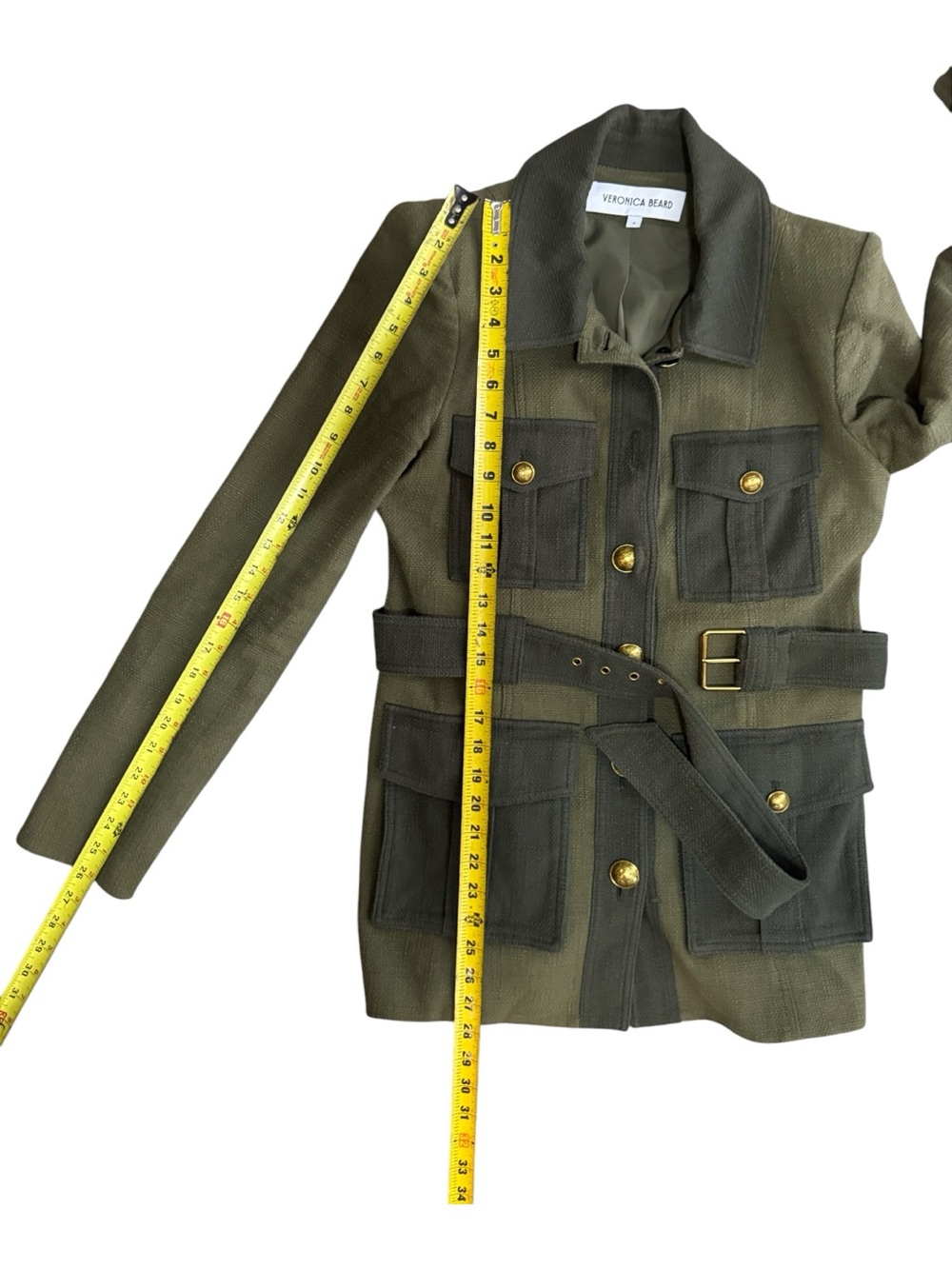 Veronica Beard Sonoma in Army & Loden Olive Military-Style Belted Jacket Size 6 - Picture 13 of 16